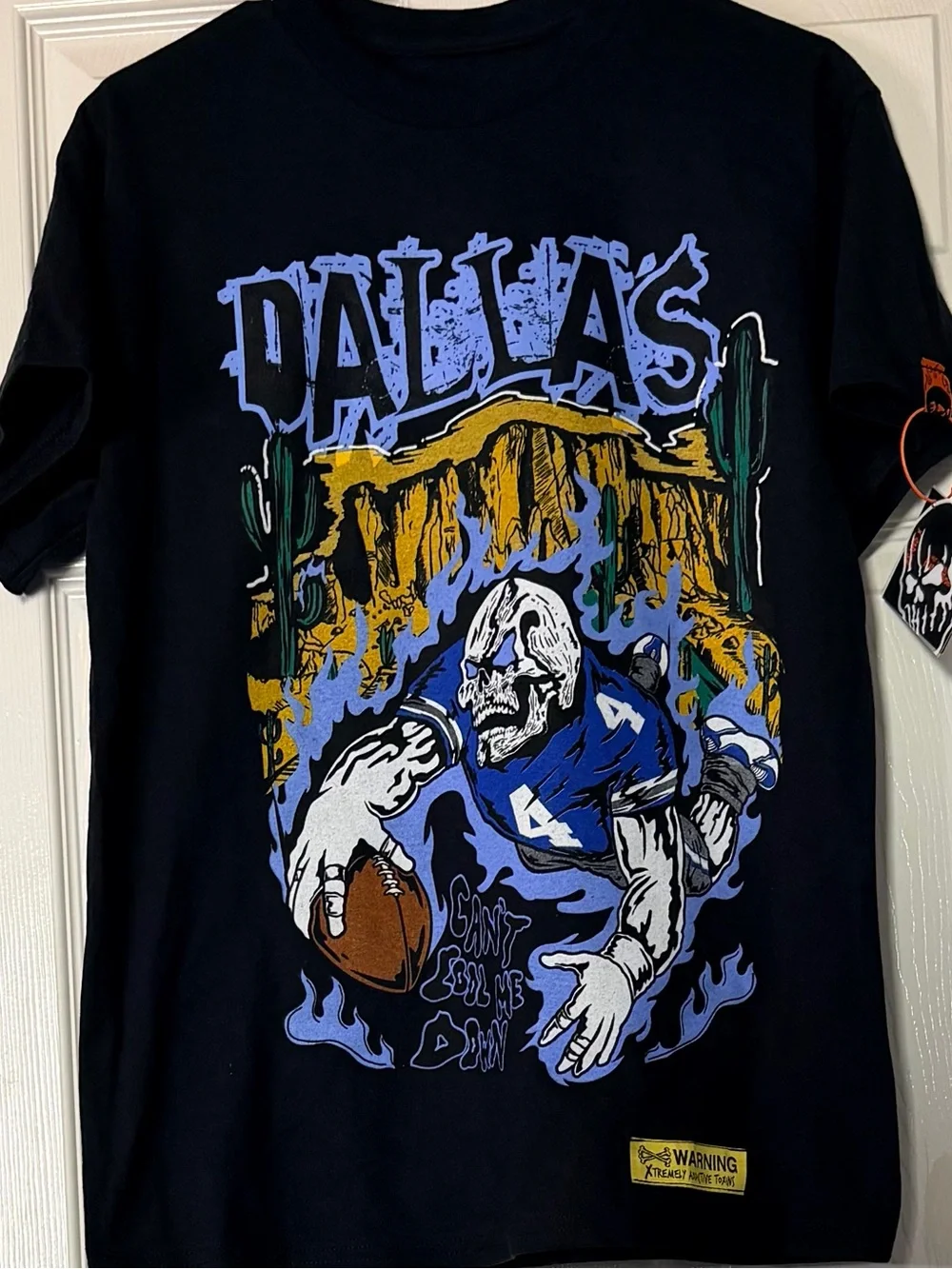 Black Graphic 'Dallas' Skull Football Tee - Unbranded